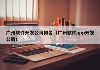 广州软件开发公司排名（广州软件app开发公司）
